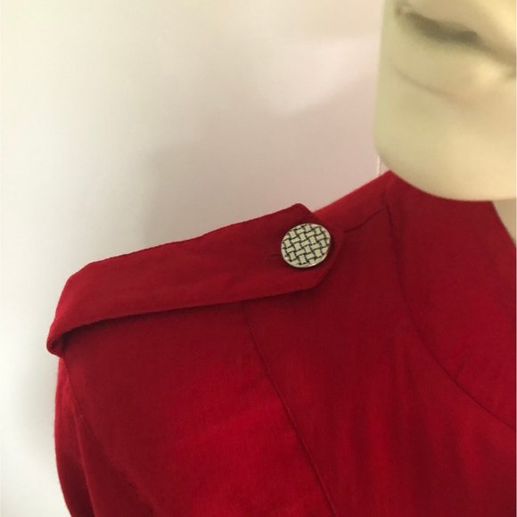 1980s Red Dress, Vintage Holt Renfrew Solid Red Dress - Picture 8 of 12